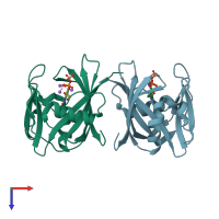 PDB entry 5ws7 coloured by chain, top view.