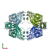 PDB entry 5ws9 coloured by chain, front view.