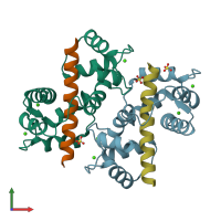 PDB entry 5wsv coloured by chain, front view.