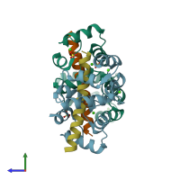 PDB entry 5wsv coloured by chain, side view.