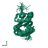 PDB entry 5wt7 coloured by chain, ensemble of 23 models, side view.