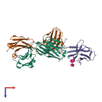 PDB entry 5wt9 coloured by chain, top view.