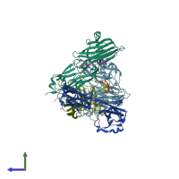 PDB entry 5wtb coloured by chain, side view.