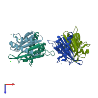 PDB entry 5wtq coloured by chain, top view.