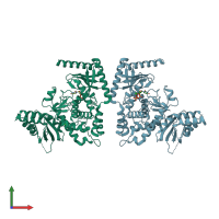 PDB entry 5wu2 coloured by chain, front view.