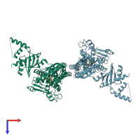 PDB entry 5wu2 coloured by chain, top view.