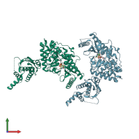PDB entry 5wu3 coloured by chain, front view.