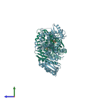 PDB entry 5wu4 coloured by chain, side view.