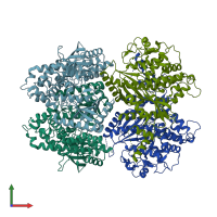 PDB entry 5wu5 coloured by chain, front view.