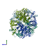 PDB entry 5wu5 coloured by chain, side view.