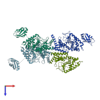 PDB entry 5wu6 coloured by chain, top view.