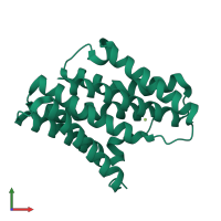 PDB entry 5wud coloured by chain, front view.