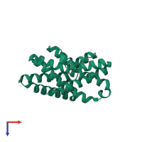 PDB entry 5wue coloured by chain, top view.