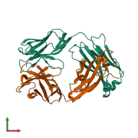 PDB entry 5wuv coloured by chain, front view.