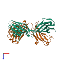 PDB entry 5wuv coloured by chain, top view.