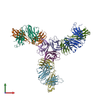 PDB entry 5wux coloured by chain, front view.