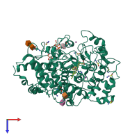 PDB entry 5wv3 coloured by chain, top view.