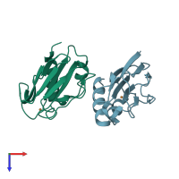 PDB entry 5wv4 coloured by chain, top view.
