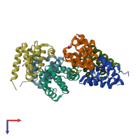 PDB entry 5wvc coloured by chain, top view.