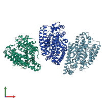 PDB entry 5wvu coloured by chain, front view.