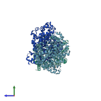 PDB entry 5wvu coloured by chain, side view.