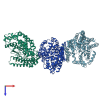 PDB entry 5wvu coloured by chain, top view.