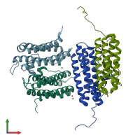 PDB entry 5ww5 coloured by chain, front view.