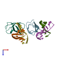 PDB entry 5wwc coloured by chain, top view.