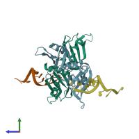PDB entry 5wwf coloured by chain, side view.