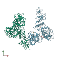 PDB entry 5wwp coloured by chain, front view.