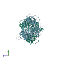 PDB entry 5wwq coloured by chain, side view.