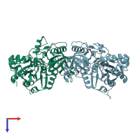 PDB entry 5wwq coloured by chain, top view.