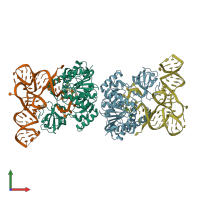 PDB entry 5wwr coloured by chain, front view.