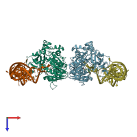 PDB entry 5wwr coloured by chain, top view.