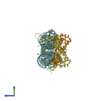 PDB entry 5wws coloured by chain, side view.