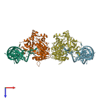 PDB entry 5wws coloured by chain, top view.