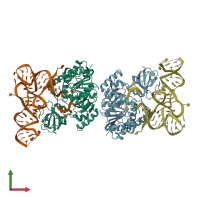 PDB entry 5wwt coloured by chain, front view.