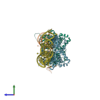 PDB entry 5wwt coloured by chain, side view.
