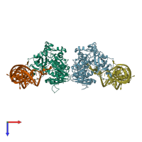 PDB entry 5wwt coloured by chain, top view.