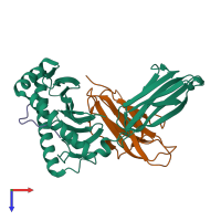 PDB entry 5wwu coloured by chain, top view.