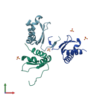 PDB entry 5wwz coloured by chain, front view.