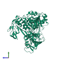 PDB entry 5wx1 coloured by chain, side view.