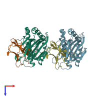 PDB entry 5wxc coloured by chain, top view.