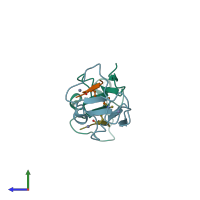 PDB entry 5wxh coloured by chain, side view.