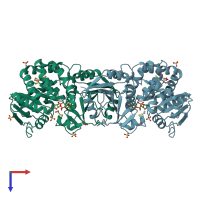 PDB entry 5wxi coloured by chain, top view.