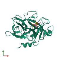 PDB entry 5wxp coloured by chain, front view.