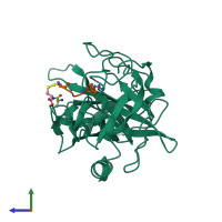 PDB entry 5wxp coloured by chain, side view.