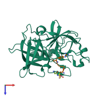 PDB entry 5wxp coloured by chain, top view.