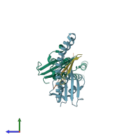 PDB entry 5wy2 coloured by chain, side view.