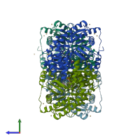 PDB entry 5wyf coloured by chain, side view.